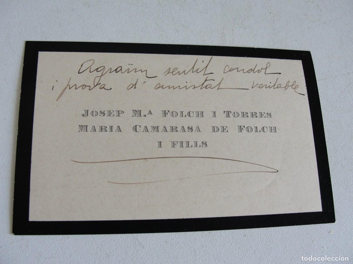 Otros Art&iacute;culos de Coleccionismo en Papel: TARJETA JOSEP MARIA FOLCH i TORRES i MARIA CAMARASA AGRA&Iuml;NT CONDOL - MOLT BON ESTAT