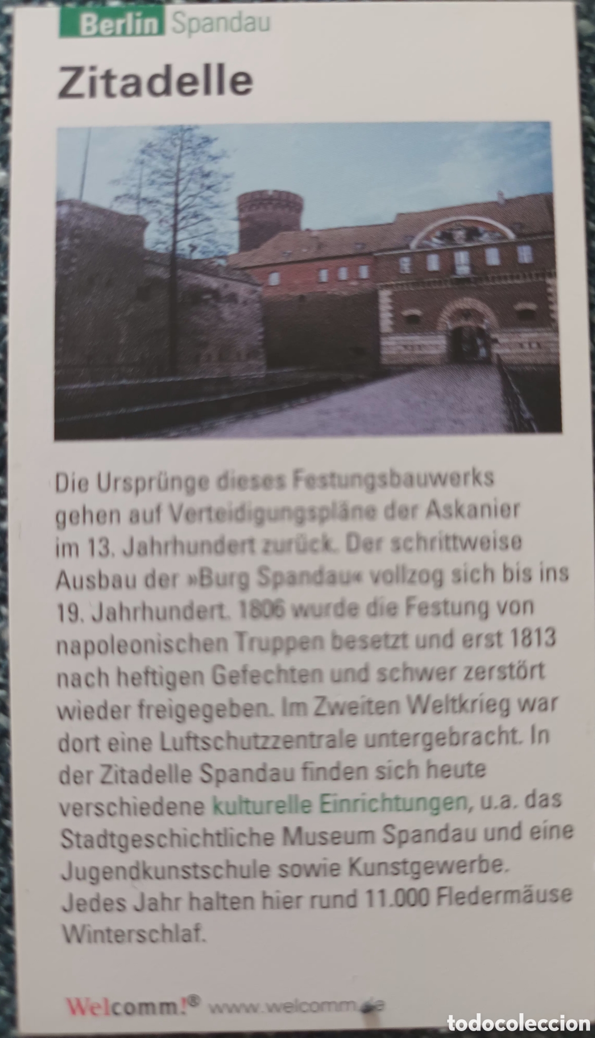 Otros Art&iacute;culos de Coleccionismo en Papel: TARJETA INFORMATIVA DE ZITADELLE