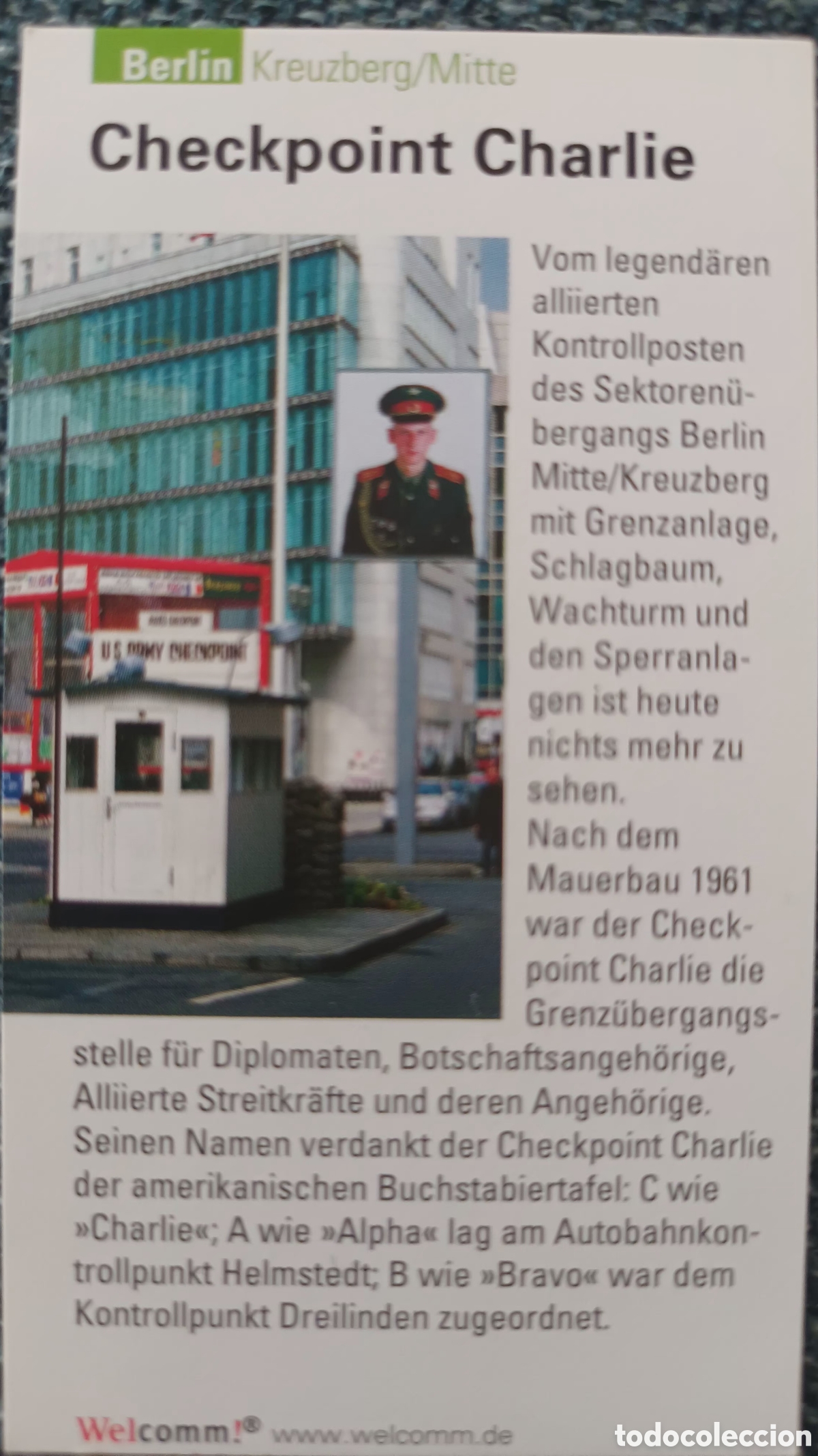 Otros Art&iacute;culos de Coleccionismo en Papel: TARJETA INFORMATIVA CHECKPOINT CHARLIE