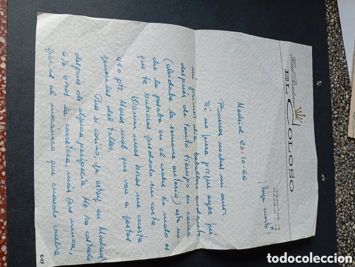 Otros Art&iacute;culos de Coleccionismo en Papel: Hoja del Hotel Residencia El Coloso, Madrid 1966
