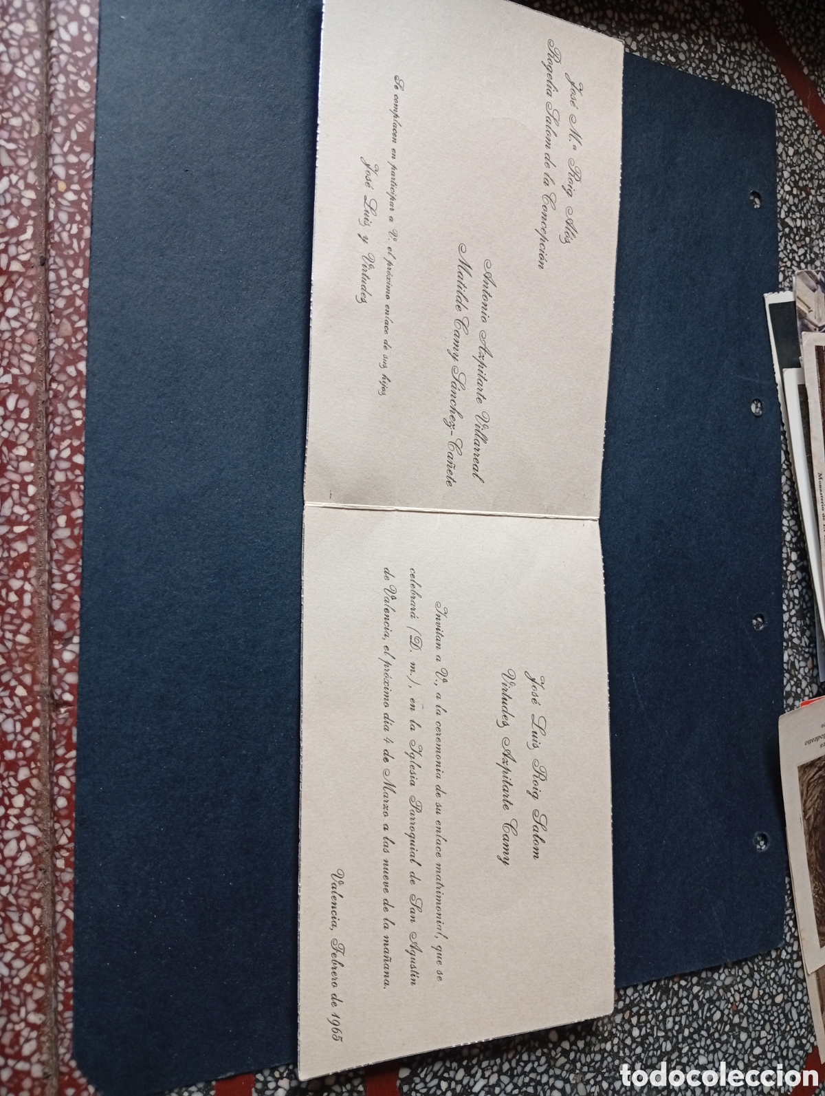 Otros Art&iacute;culos de Coleccionismo en Papel: Tarjeta enlace Roig -Azpitarte, Valencia 1965