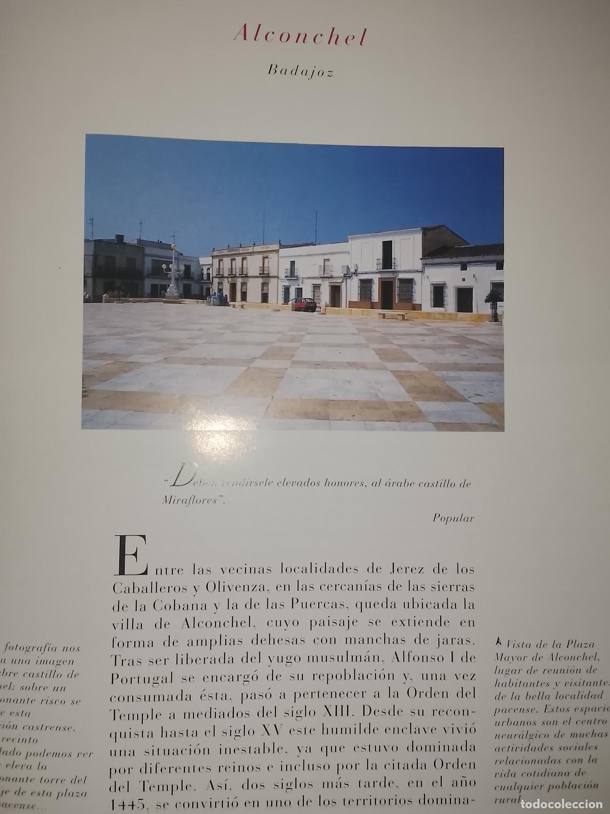 Altri oggetti di carta: INFORMACION GRAFICA 2 HOJAS - HISTORIA Y FOTOS A COLOR DE - BADAJOZ - ALCONCHEL