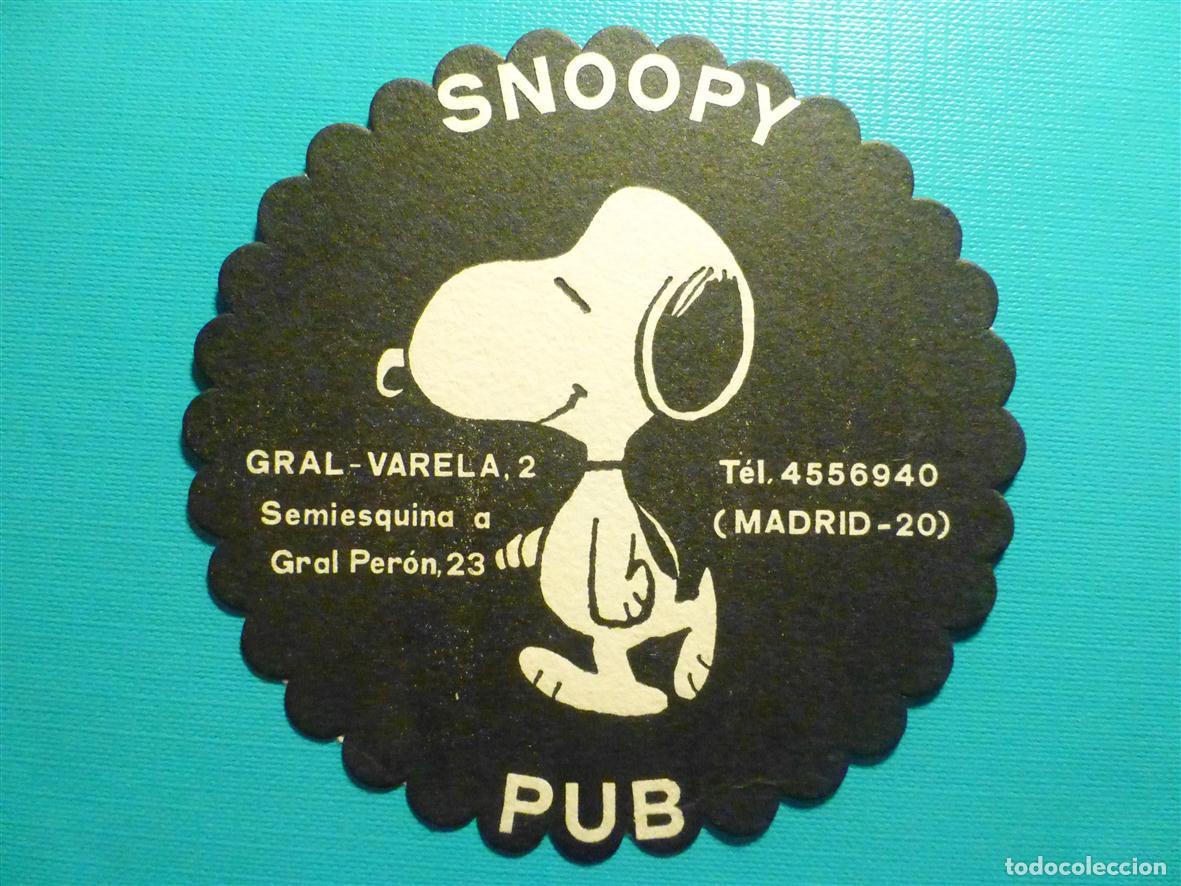 Otros Art&iacute;culos de Coleccionismo en Papel: Posavasos Pub - Disco-Bar - Snoopy - C/ General Varela, 2, Per&oacute;n, 23 - Madrid -