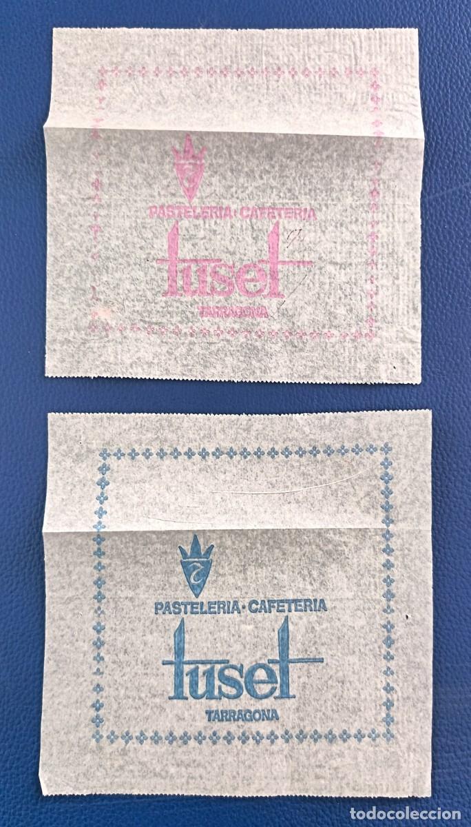 Otros Art&iacute;culos de Coleccionismo en Papel: 2 Servilletas de papel. Pasteleria - Cafeteria Tuset. Tarragona.