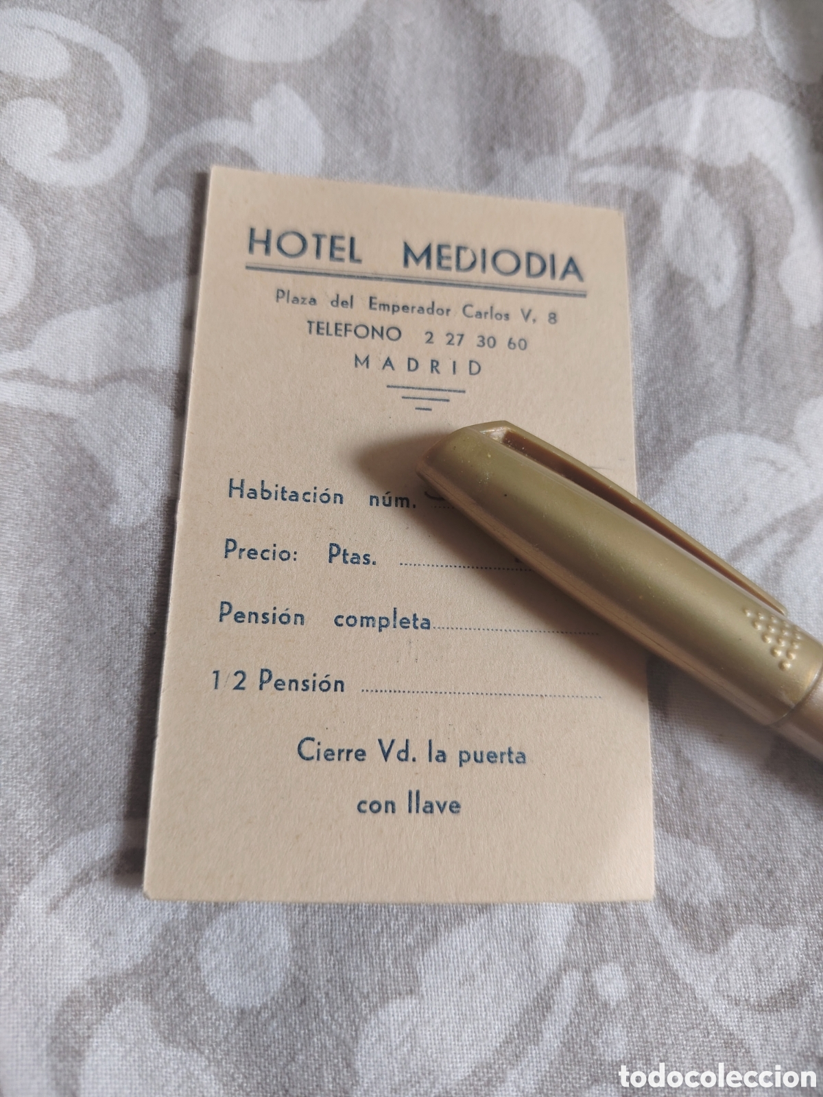 Otros Art&iacute;culos de Coleccionismo en Papel: Tarjeta Hotel Mediod&iacute;a Madrid