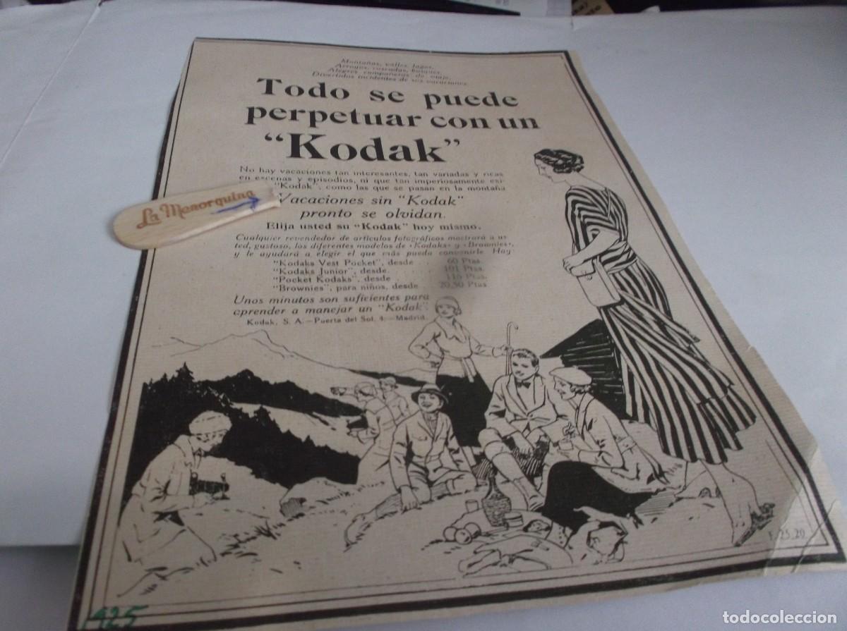 Otros Art&iacute;culos de Coleccionismo en Papel: RECORTE PUBLI. A&Ntilde;O 1925.-C&Aacute;MARA DE FOTOS KODAK(DIBUJO MERIENDA EN MONTA&Ntilde;A//COLONIA ORIENTE- CALBER