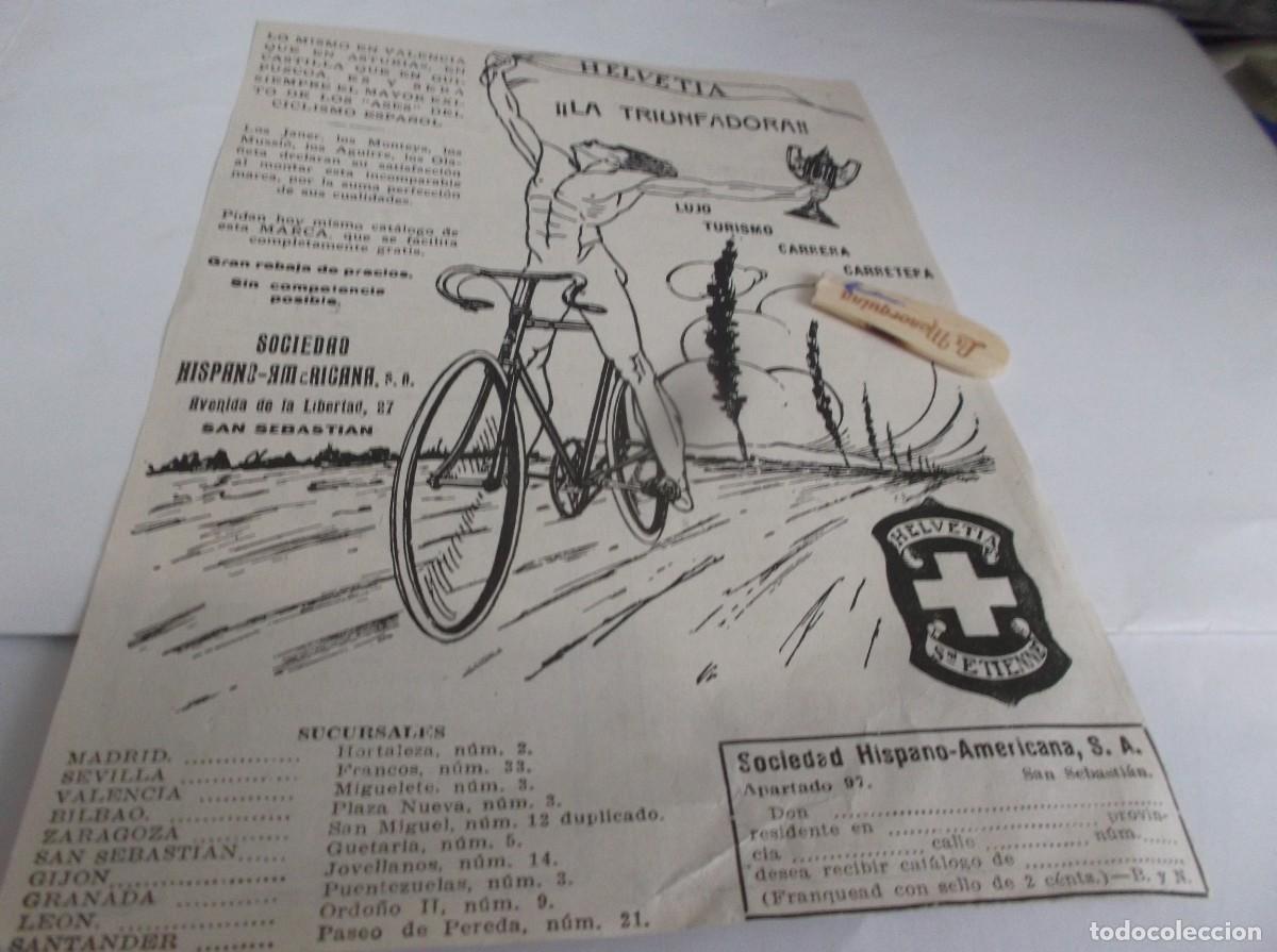 Paper Collecting Others: RECORTE PUBLI. A&Ntilde;O 1925.-BICICLETA HELVETIA&iexcl; LA TRIUNFADORA!-SOCIEDAD HISPANO-AMERICANA(SAN SEBATI&Aacute;N