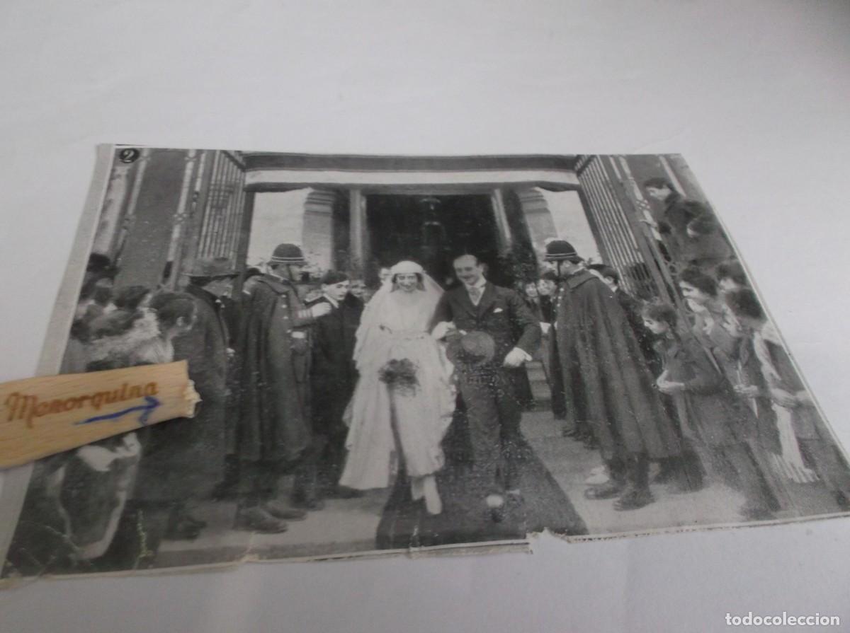Altri oggetti di carta: RECORTE A&Ntilde;O 1920(MADRID)BODA,SRTA.JOSEFA TRAVESEDO CON D.JOS&Eacute; MORENO CARBONERO,SALUDOS DE POL&Iacute;CIAS