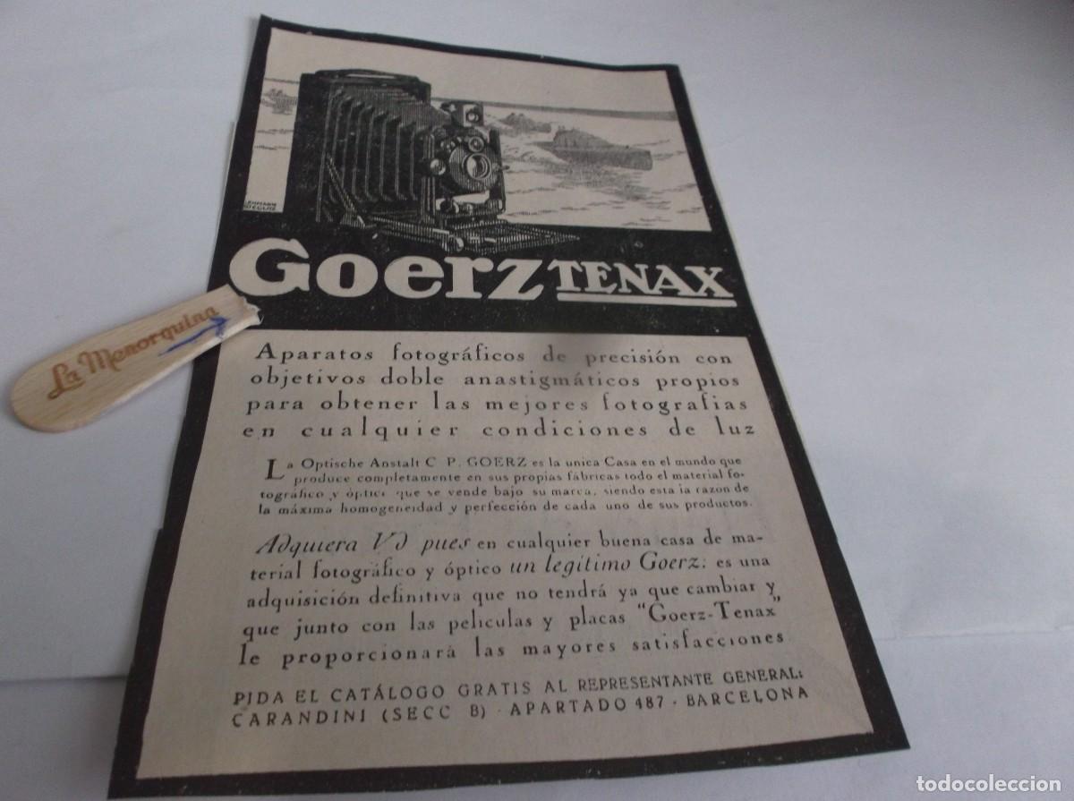 Otros Art&iacute;culos de Coleccionismo en Papel: RECORTE PUBLI.A&Ntilde;O 1925.- C&Aacute;MARA DE FOTO GOERZ TENAX - FOTOS DE PRECISI&Oacute;N - CARADINI-BARCELONA
