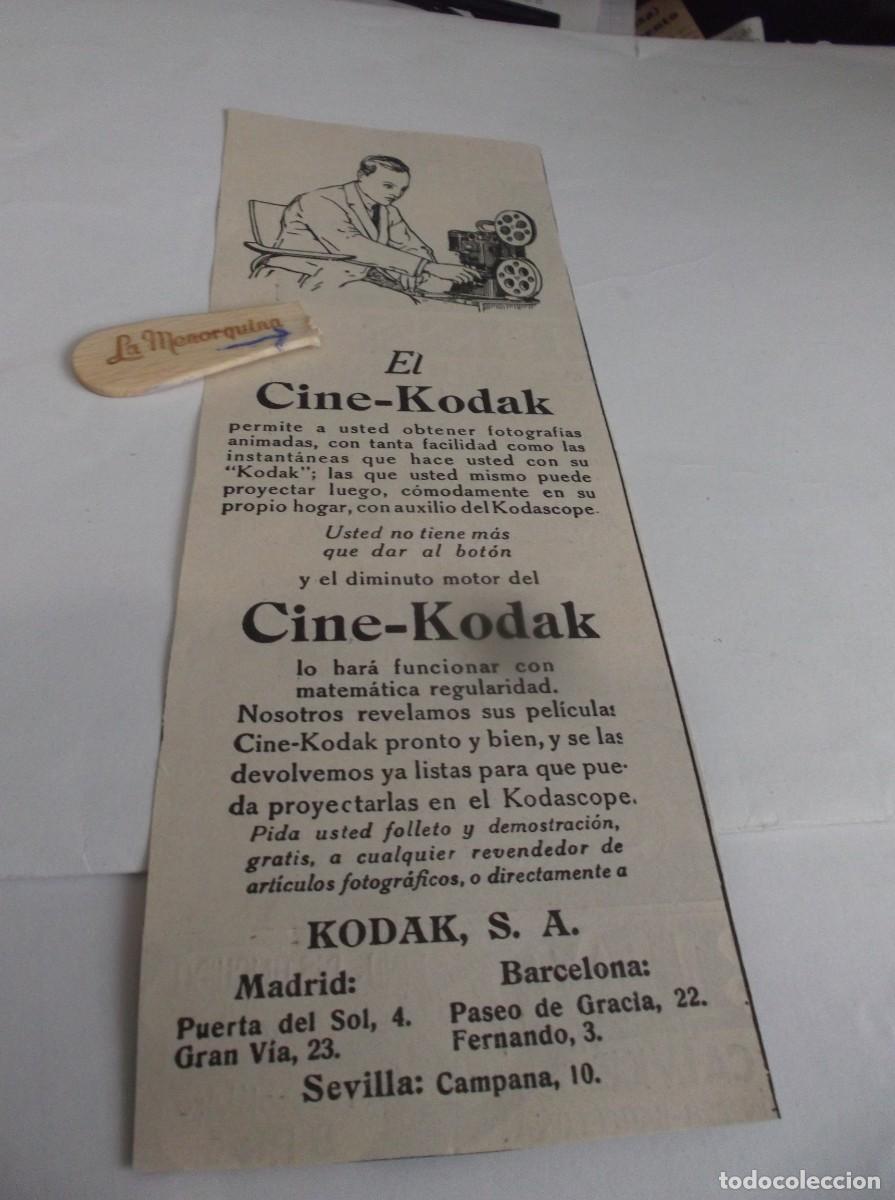 Otros Art&iacute;culos de Coleccionismo en Papel: RECORTE PUBLI.A&Ntilde;O 1925.- EL CINE - KODAK - KODAK, S.A.- - MADRID-BARCELONA-SEVILLA