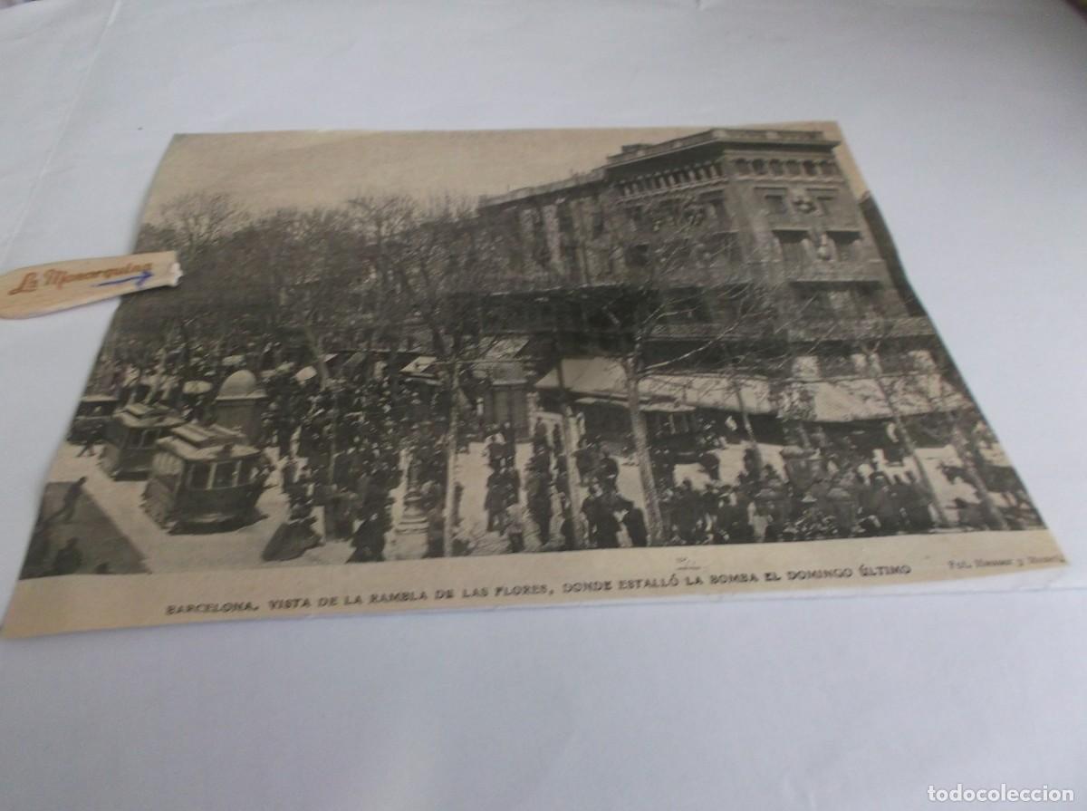 Otros Art&iacute;culos de Coleccionismo en Papel: RECORTE A&Ntilde;O 19O5(BARCELONA)VISTA D LA RAMBLA D LAS FLORES ,DONDE ESTALL&Oacute; UNA BOMBA(Fot.HAUSER MENET