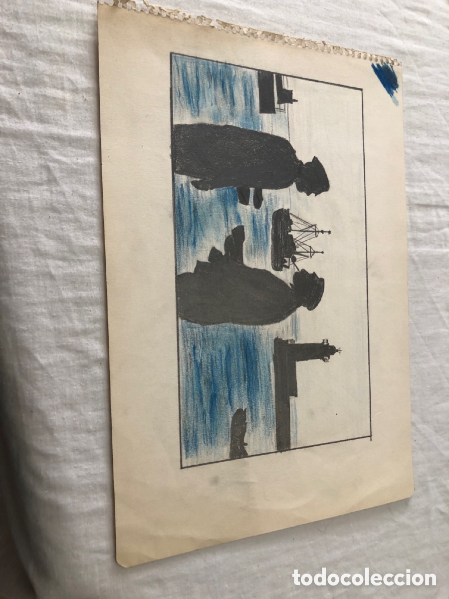 Otros Art&iacute;culos de Coleccionismo en Papel: Dibujo Original(L&aacute;piz-algo de color-