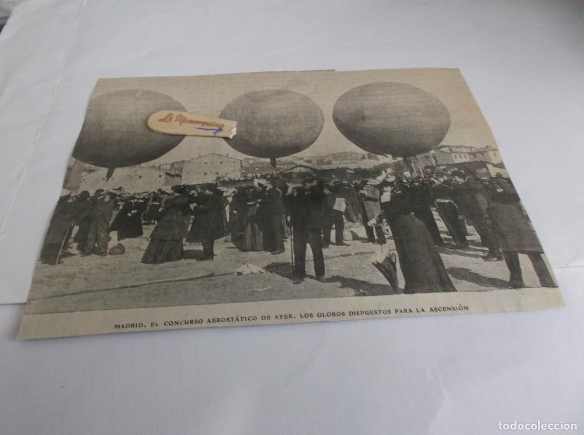 Otros Art&iacute;culos de Coleccionismo en Papel: RECORTE A&Ntilde;O 1905(MADRID)EL CONCURSO AEROST&Aacute;TICO,LOS GLOBOS DISPUESTOS PARA LA ASCENSI&Oacute;N