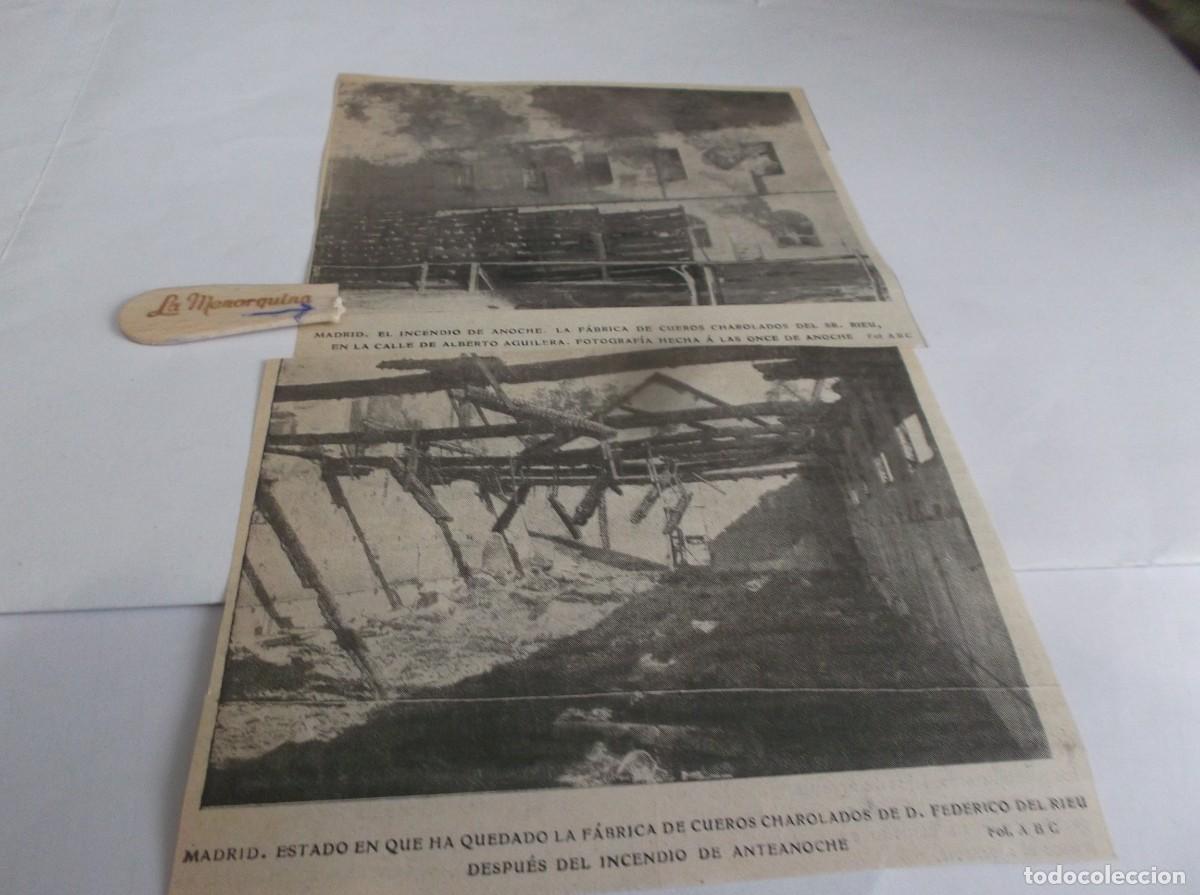 Otros Art&iacute;culos de Coleccionismo en Papel: RECORTES A&Ntilde;O 1905(MADRID)INCENDIO EN F&Aacute;BRICA DE CUEROS CHAROLADOS DEL Sr.RIEU EN C/ALBERTO AGUILERA
