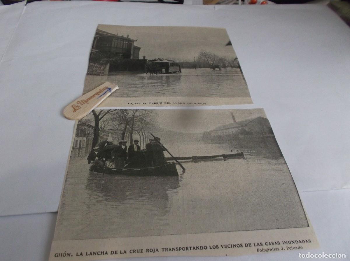 Otros Art&iacute;culos de Coleccionismo en Papel: RECORTES A&Ntilde;O 1905(GIJ&Oacute;N)EL BARRIO DEL LLANO INUNDADO,LANCHA CRUZ ROJA(FOTOS J.PEINADO
