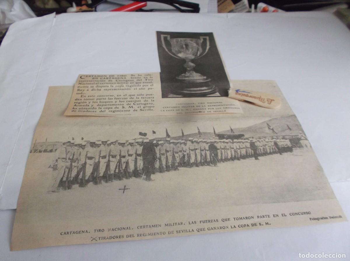 Otros Art&iacute;culos de Coleccionismo en Papel: RECORTES 1905(CARTAGENA)LA COPA DE S.M. DEL TIRO NACIONAL, GANADA POR TIRADORES REGIMIENTO SEVILLA