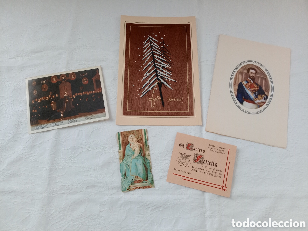 Otros Art&iacute;culos de Coleccionismo en Papel: 5 felicitaciones Navidad Calic&oacute; - A&ntilde;o de la Victoria - Hermanas Trinitarias - Ram&oacute;n Hern&aacute;ndez