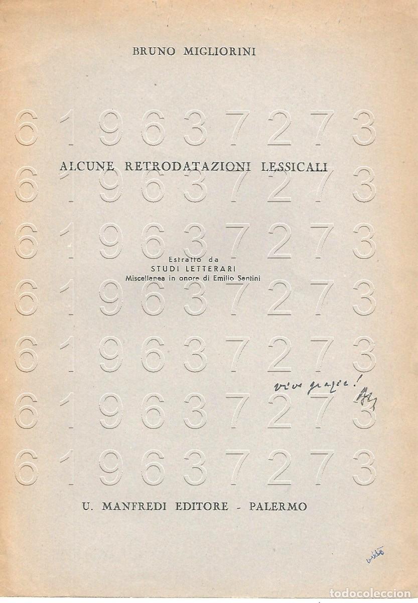 Otros Art&iacute;culos de Coleccionismo en Papel: BRUNO MIGILORINI ALCUNE RETRODATAZIONI LESSICALI OPUSCULO U97