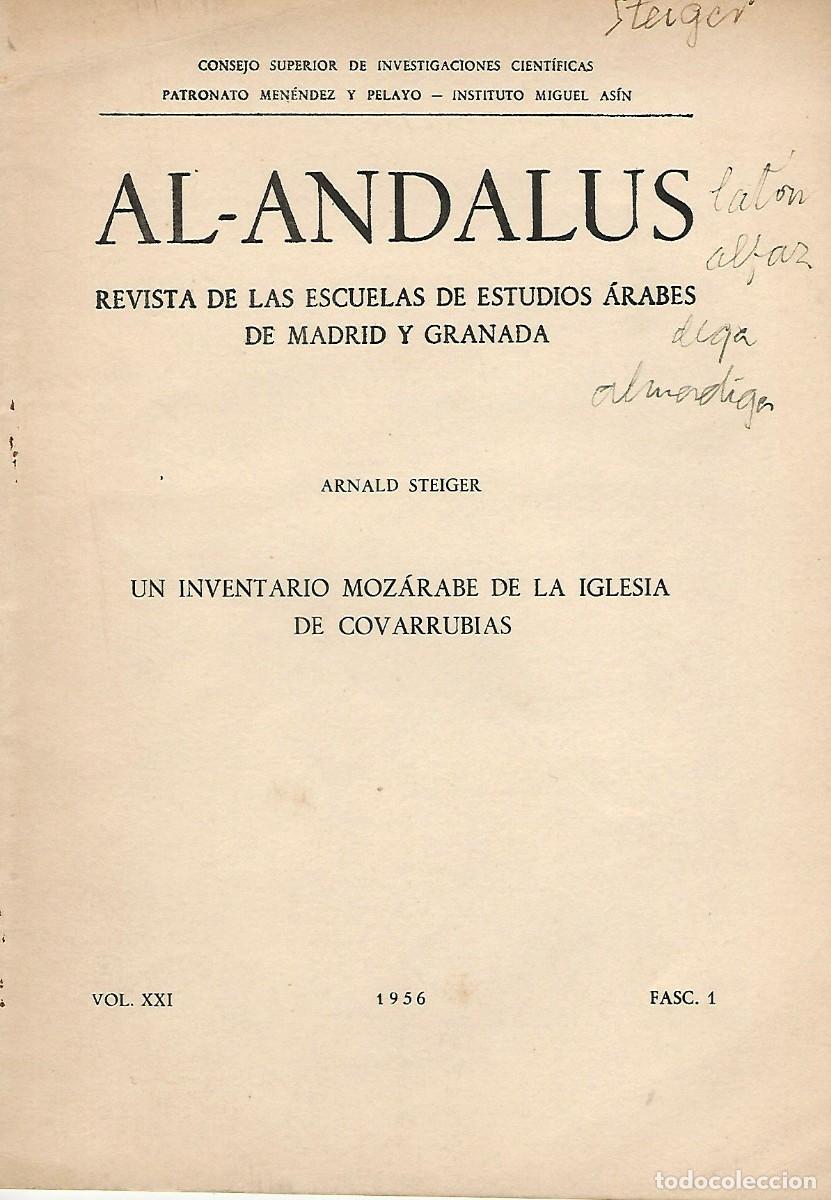 Otros Art&iacute;culos de Coleccionismo en Papel: COVARRUBIAS UN INVENTARIO MOZARABE DE LA IGLESIA DE ARNALD STEIGER OPUSCULO U97