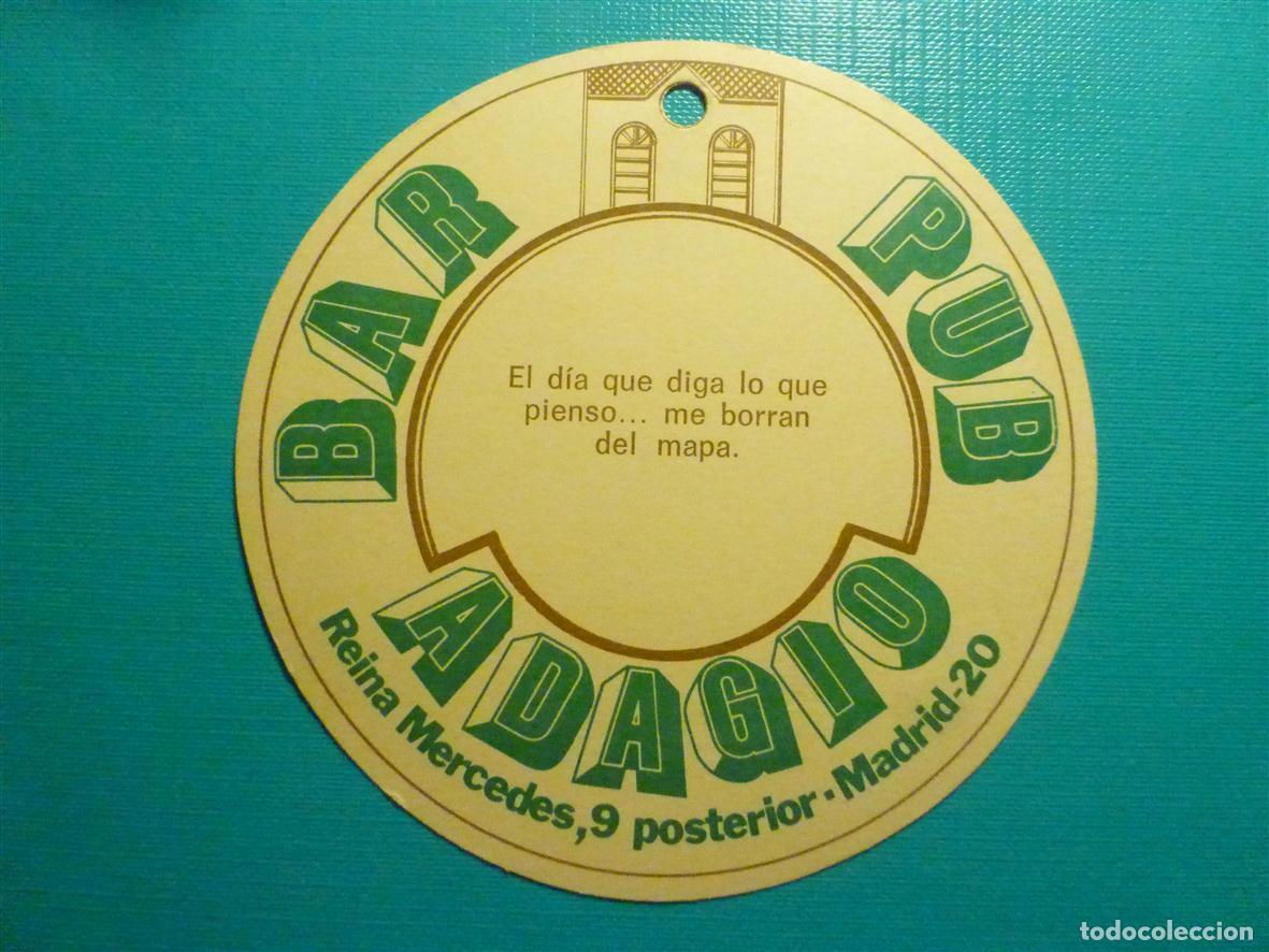 Otros Art&iacute;culos de Coleccionismo en Papel: Posavasos - Disco-Bar - Pub Adagio - Reina Mercedes, 9 - Posterior - Madrid