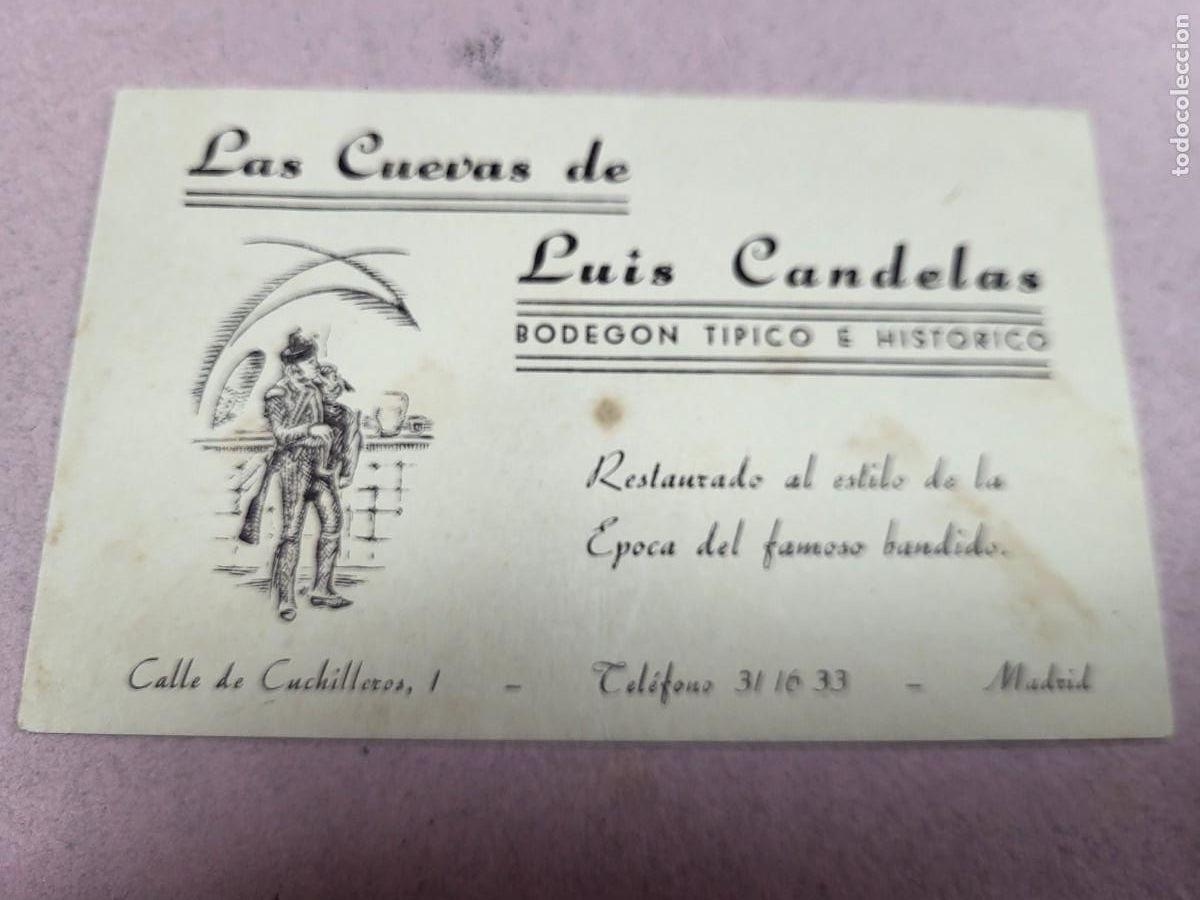 Otros Art&iacute;culos de Coleccionismo en Papel: ANTIGUA TARJETA PUBLICIDAD CUEVAS LUIS CANDELAS MADRID CUCHILLEROS