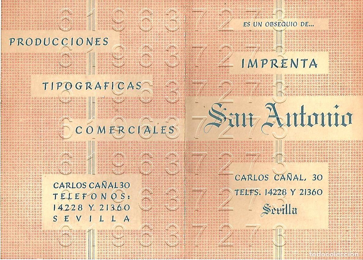 Otros Art&iacute;culos de Coleccionismo en Papel: SEVILLA IMPRENTA SAN ANTONIO CALENDARIO 1962 F10