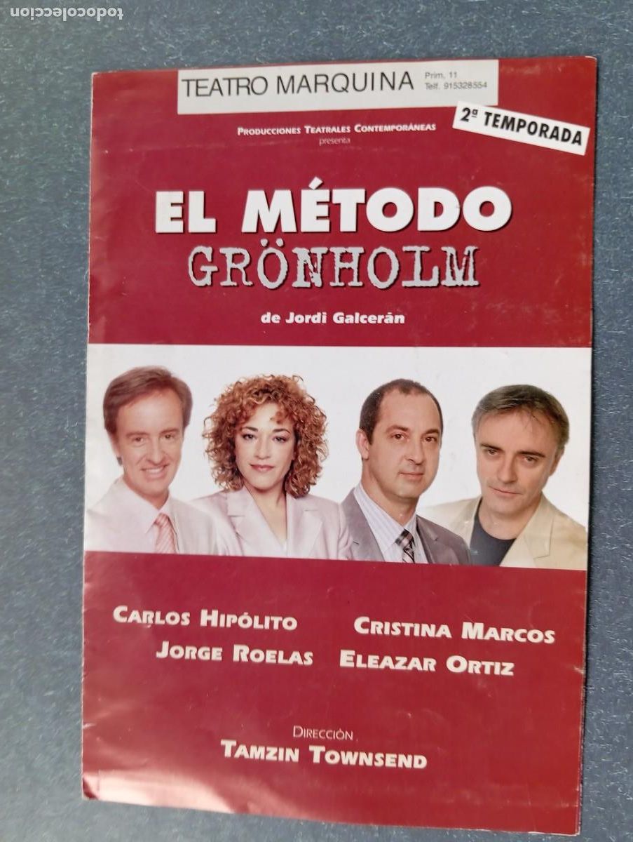 Otros Art&iacute;culos de Coleccionismo en Papel: 1PROGRAMA DEL TEATRO MARQUINA ** EL METODO . GRONHOLM **. CARLOS HIPOLITO. TRIPTICO