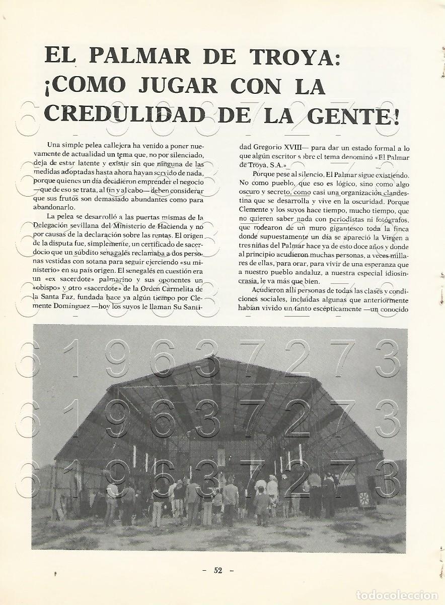 Otros Art&iacute;culos de Coleccionismo en Papel: EL PALMAR DE TROYA ARTICULO JF CAMOLAN 3 HOJAS CON 4 FOTOS F10