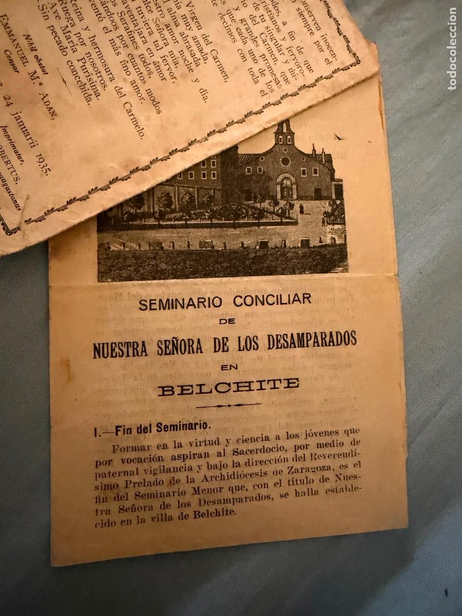 Otros Art&iacute;culos de Coleccionismo en Papel: Folleto seminario conciliar de Belchite 1930