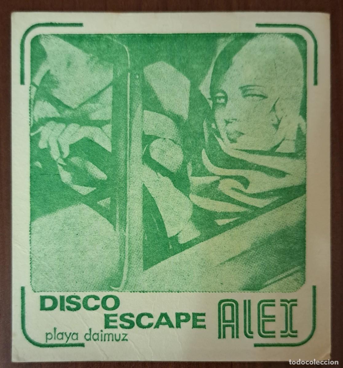 Otros Art&iacute;culos de Coleccionismo en Papel: Posavasos Disco Escape Alex Verde - Playa Daimuz (Valencia)