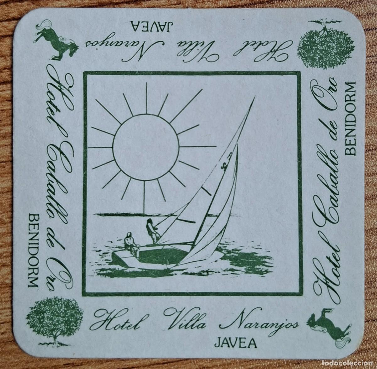Otros Art&iacute;culos de Coleccionismo en Papel: Posavasos Hotel Villa Naranjos - Caballo de Oro - Benidorm / J&aacute;vea (Alicante)