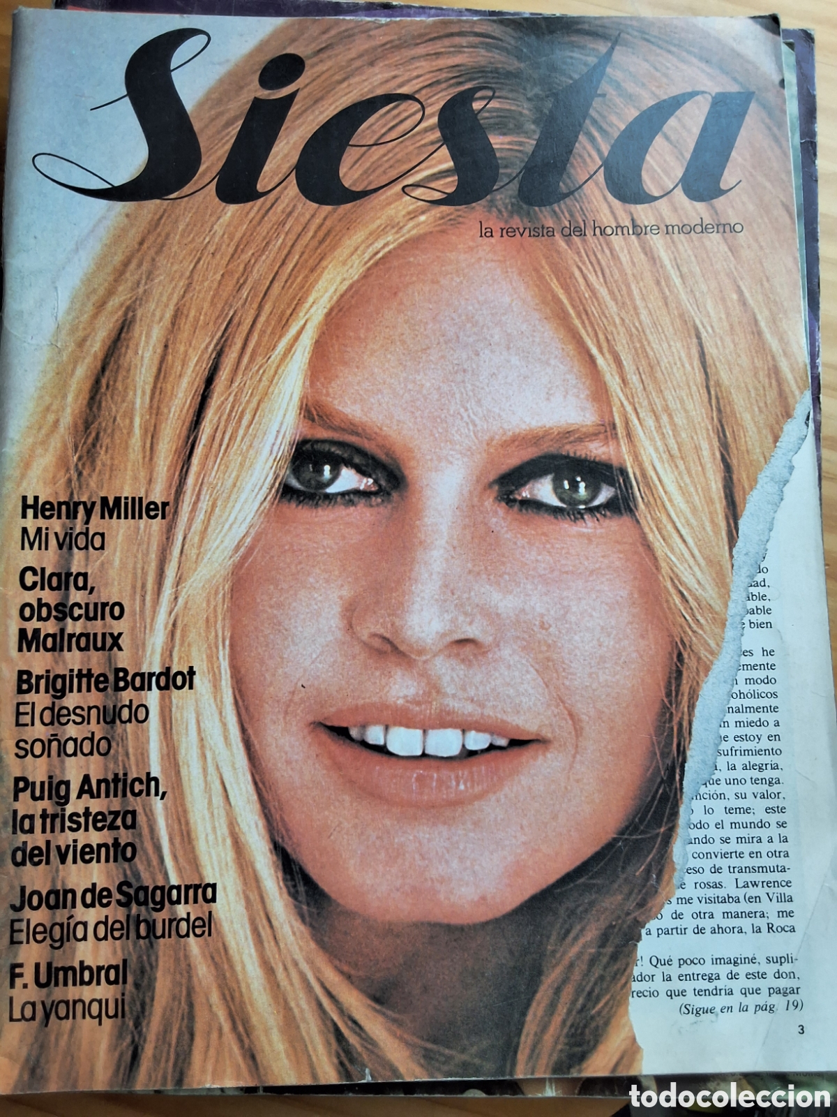 Otros Art&iacute;culos de Coleccionismo en Papel: Siesta revista erotica desnudos mujeres n&uacute;mero 6 a&ntilde;o 1977/3 Brigitte Bardot