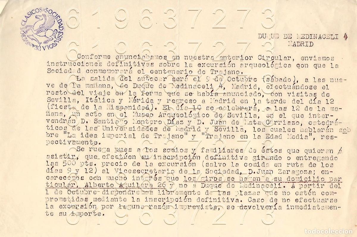Otros Art&iacute;culos de Coleccionismo en Papel: EXCURSION ARQUEOLOGICA SOCIEDAD ESPA&Ntilde;OLA DE ESTUDIOS CLASICOS ARCHIVO VICENTE GARCIA DE DIEGO M11
