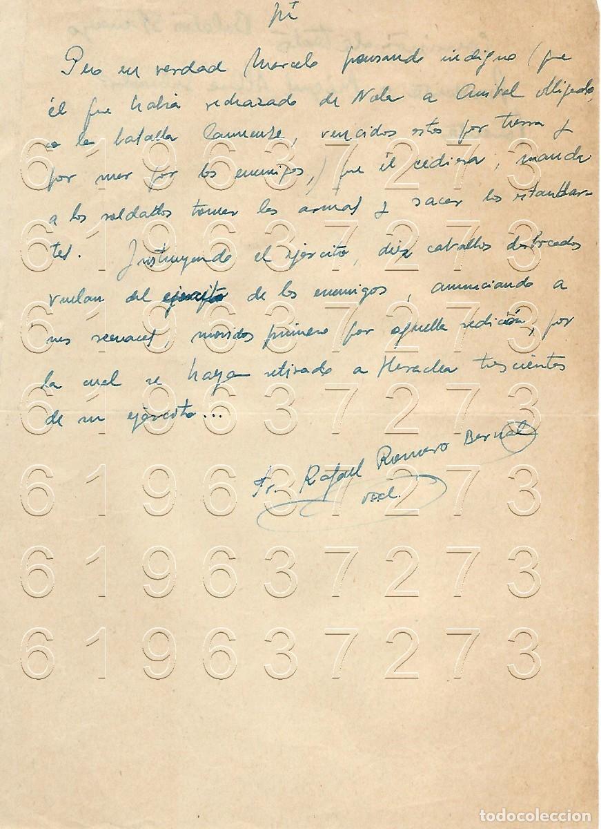Otros Art&iacute;culos de Coleccionismo en Papel: RAFAEL ROMERO BERNAL HOJA MANUSCRITA FIRMADA M15