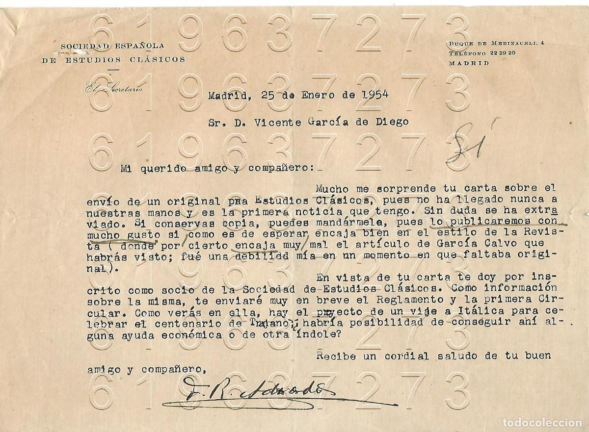 Otros Art&iacute;culos de Coleccionismo en Papel: ESTUDIOS CLASICOS FRANCISCO RODRIGUEZ ADRADOS SOCIEDAD ESPA&Ntilde;OLA CARTA VICENTE GARCIA DE DIEGO M13