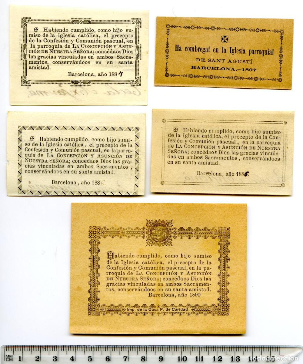 Otros Art&iacute;culos de Coleccionismo en Papel: 1880s: Justificantes de confesi&oacute;n y Flor de Mayo. Religi&oacute;n. Misa. Iglesia