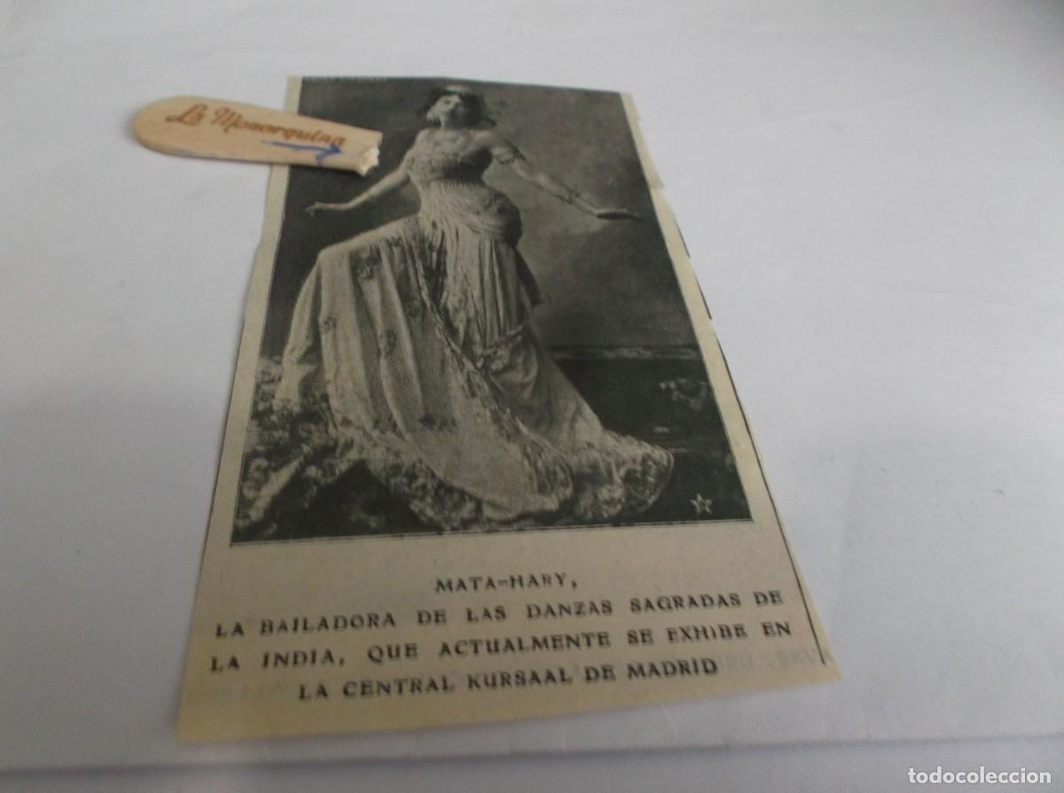 Otros Art&iacute;culos de Coleccionismo en Papel: RECORTE A&Ntilde;O 1906(MADRID) MATA-HARY,BAILADORA DANZA SAGRADAS DE LA INDIA,ACT&Uacute;A EN LA CENTRAL KURSAAL