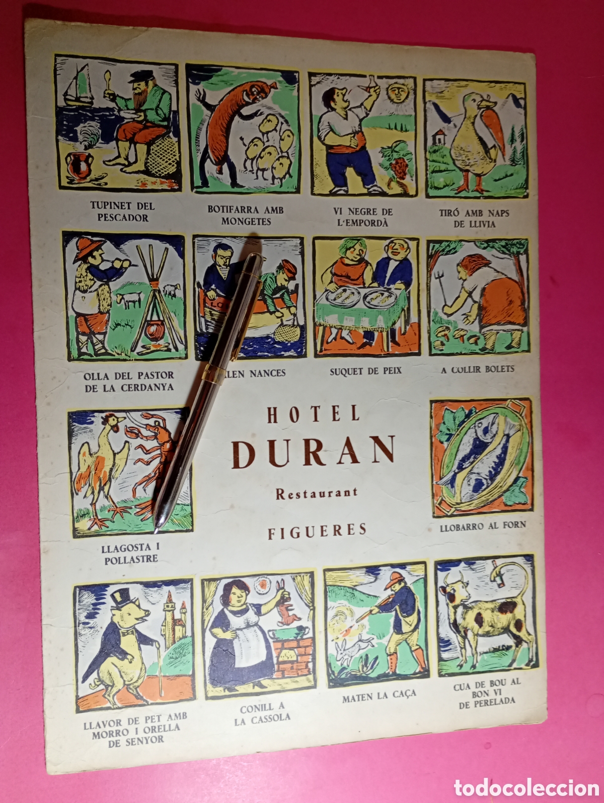 Otros Art&iacute;culos de Coleccionismo en Papel: FIGUERES HOTEL DURAN RESTAURANT CARTA COMPLERTA ESTIL AUCA 30 ILUST. COLORS DE IP.