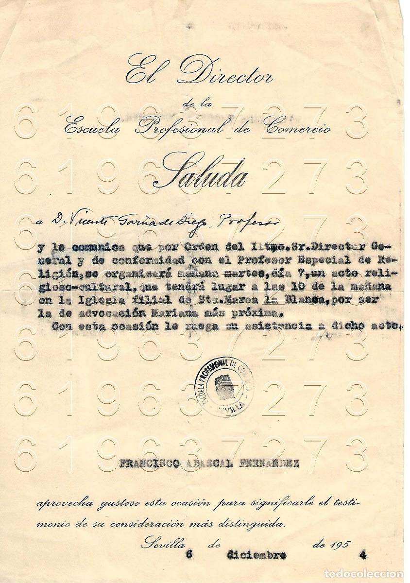 Otros Art&iacute;culos de Coleccionismo en Papel: SEVILLA FRANCISCO ABASCAL FERNANDEZ CARTA A VICENTE GARCIA DE DIEGO 1954 M12