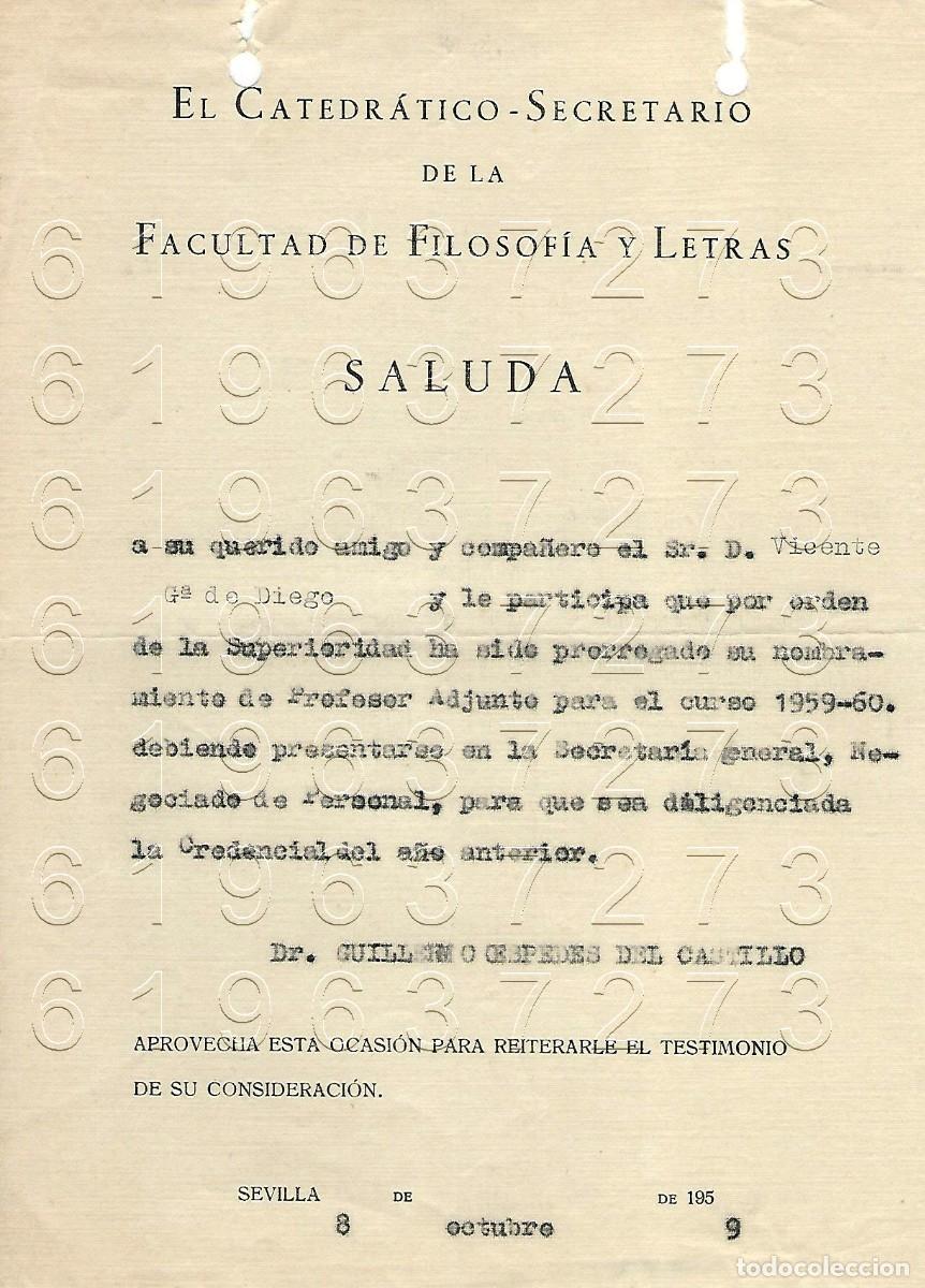 Sammelleidenschaft Andere Papierartikel: SEVILLA GUILLERMO CESPEDES DEL CASTILLO CARTA A VICENTE GARCIA DE DIEGO 1959 M5