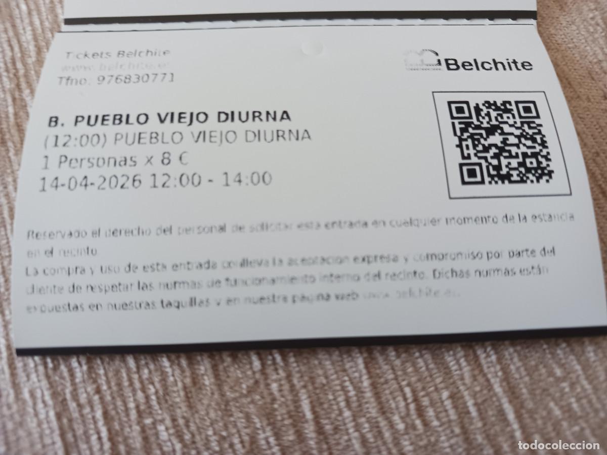 Otros Art&iacute;culos de Coleccionismo en Papel: entrada a visita pueblo viejo de belchite