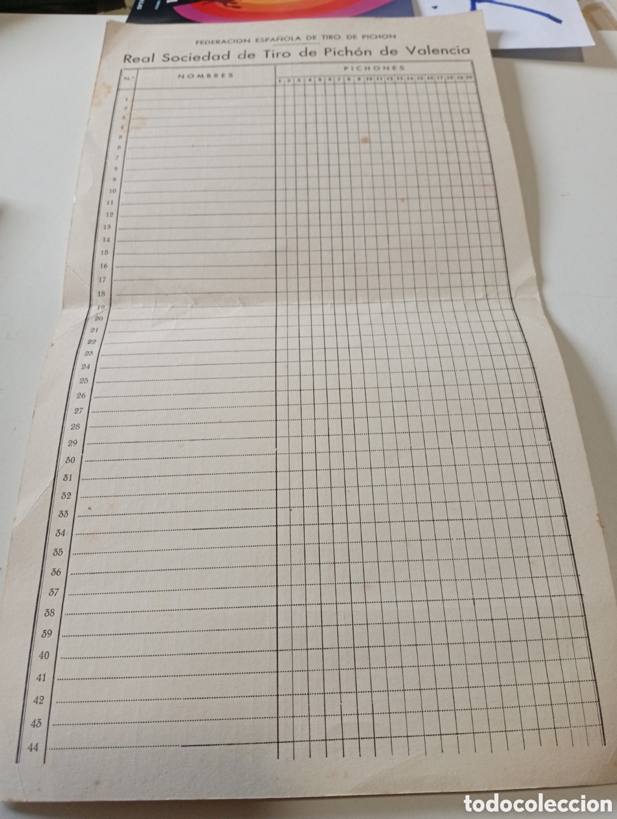 Otros Art&iacute;culos de Coleccionismo en Papel: Cart&oacute;n federaci&oacute;n espa&ntilde;ola de tiro de Pich&oacute;n