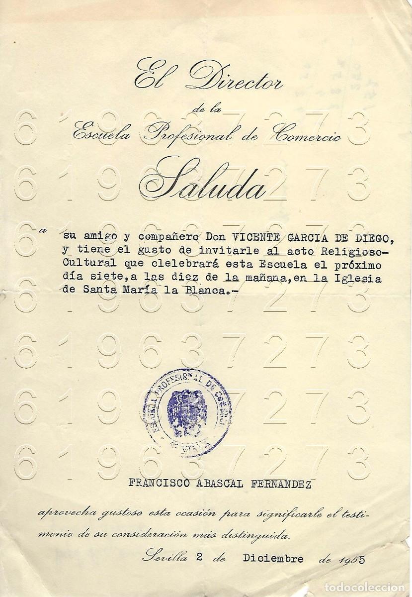 Otros Art&iacute;culos de Coleccionismo en Papel: SEVILLA FRANCISCO ABASCAL FERNANDEZ CARTA A VICENTE GARCIA DE DIEGO 1955 M8