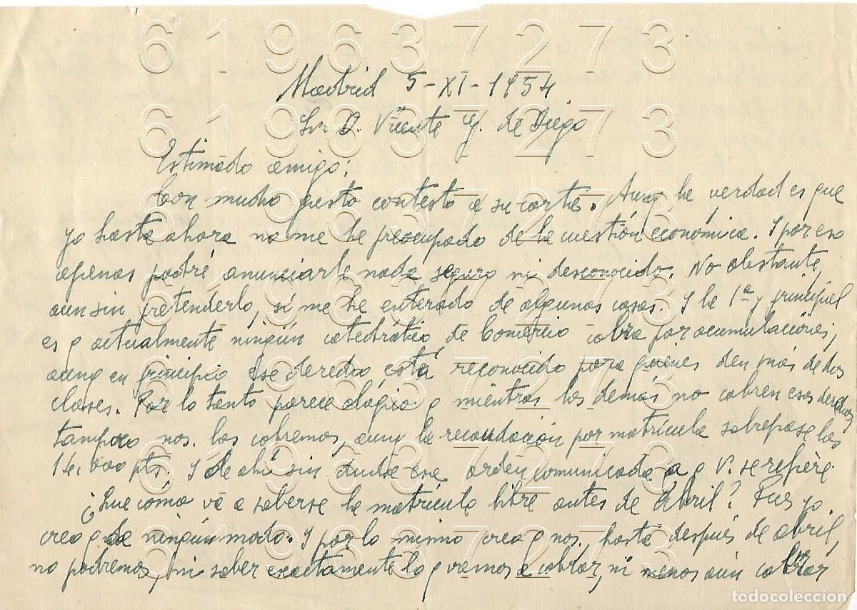 Otros Art&iacute;culos de Coleccionismo en Papel: ANGEL PARIENTE MADRID CARTA A VICENTE GARCIA DE DIEGO 1954 M8