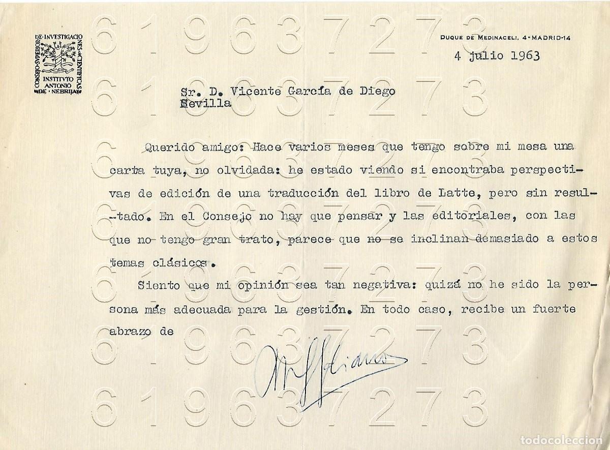 Otros Art&iacute;culos de Coleccionismo en Papel: CSIC CARTA A VICENTE GARCIA DE DIEGO 1963 M6