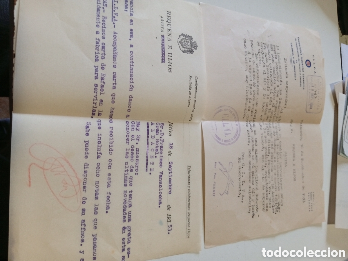 Otros Art&iacute;culos de Coleccionismo en Papel: Cooperativa industrial levantina de fabricantes de licores y Jarabes, Valencia 1953