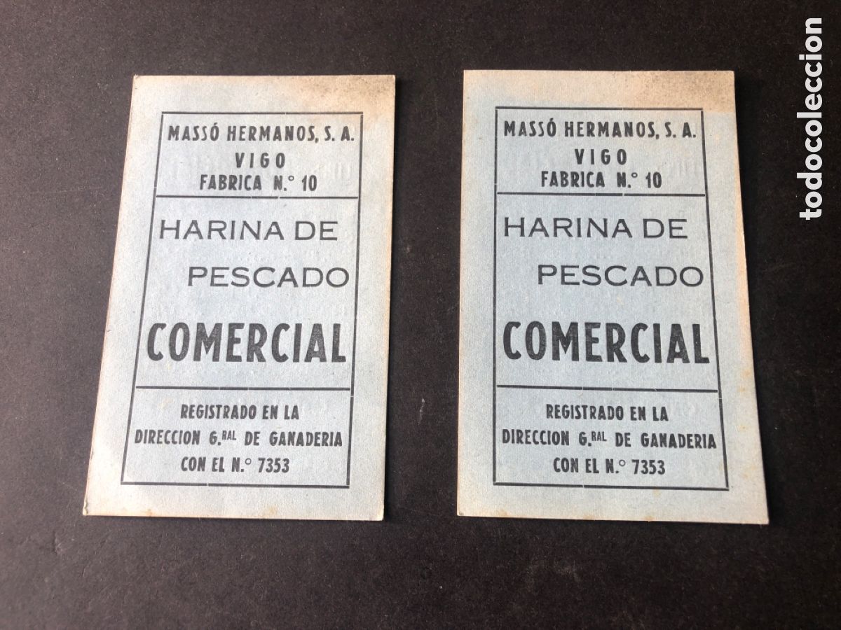 Outros artigos de papel: Antigua y rara publicidad MASSO VIGO harinas de pescado