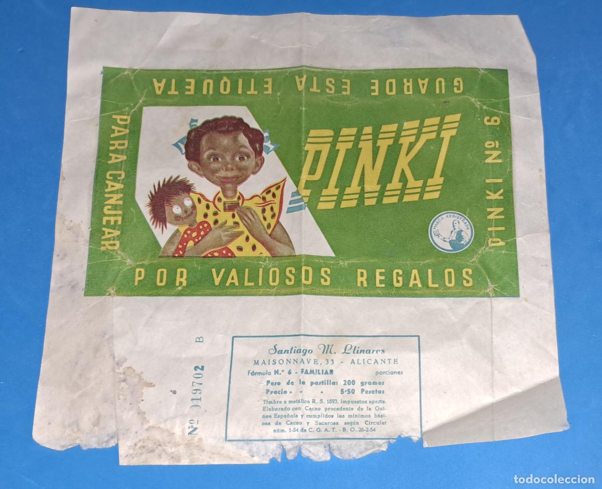 Otros Art&iacute;culos de Coleccionismo en Papel: CHOCOLATE PINKI - SANTIAGO M. LLINARES - ALICANTE - A&Ntilde;OS 50 - ENVOLTORIO DE TABLETA