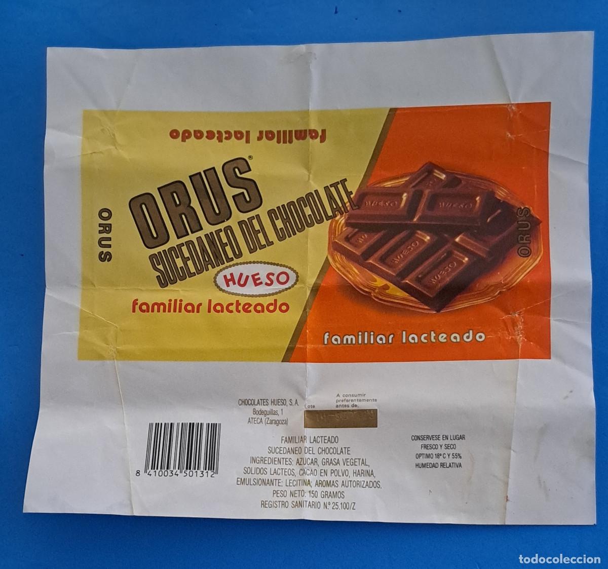 Otros Art&iacute;culos de Coleccionismo en Papel: CHOCOLATE ORUS - HUESO, S.A. - ATECA ( Zaragoza ) - ENVOLTORIO DE TABLETA - A&Ntilde;OS 80