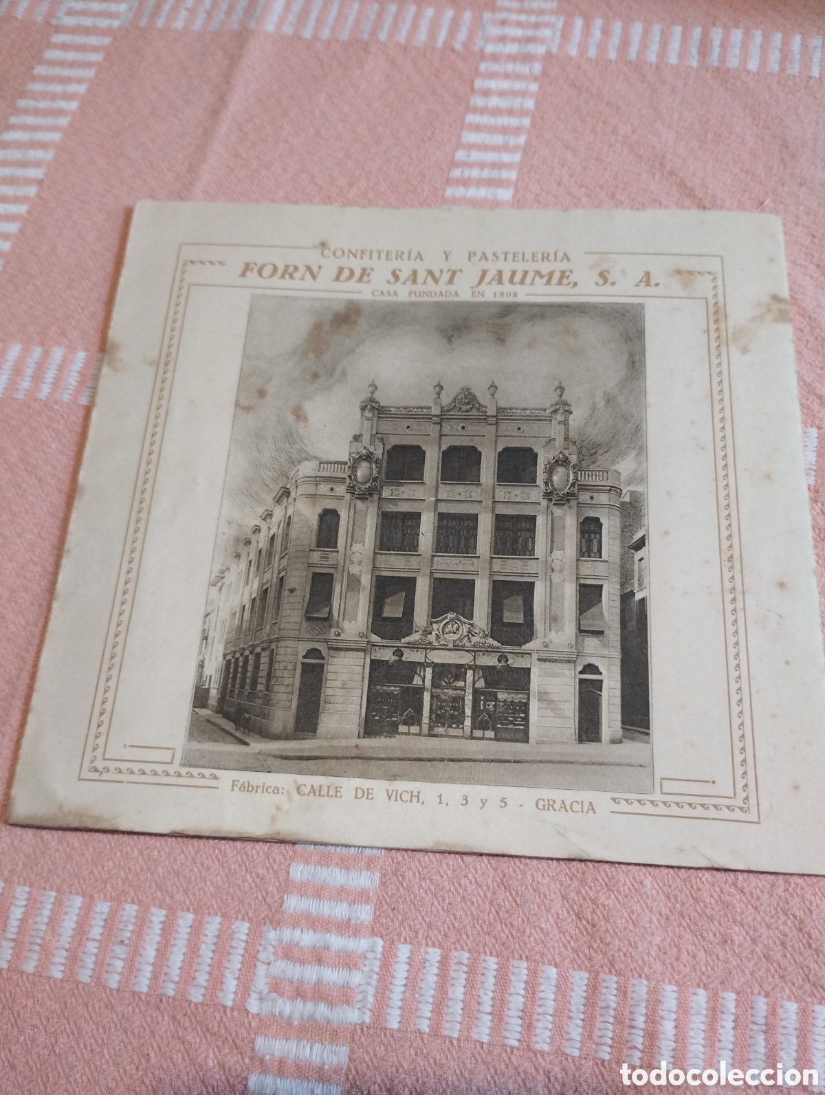 Otros Art&iacute;culos de Coleccionismo en Papel: Preciosa y muy antigua publicidad confiteria y pasteleria Forn de Sant Jaume s.a.